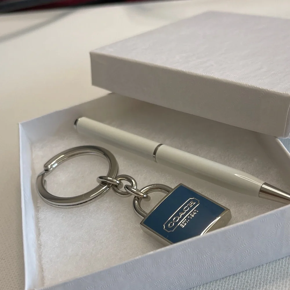 Coach Silver and Blue Keychain with White Coach Pen - Picture 6 of 6